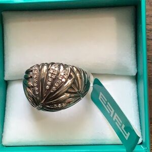 Effy 925 Sterling Silver and 18K Yellow Gold Diamond Ring